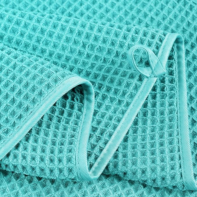 430 GSM Microfiber Oversize Quick Dry Lint Free Bath Towel, 60 x 30 in, 4 Pack (Waffle Weave)
