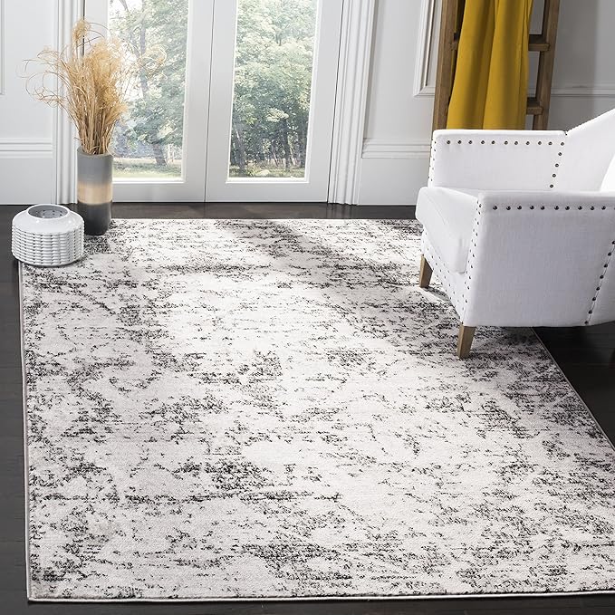 SAFAVIEH Skyler Collection 3' x 5' Charcoal/Ivory SKY186L Modern Abstract Non-Shedding Living Room Bedroom Entryway Accent Rug