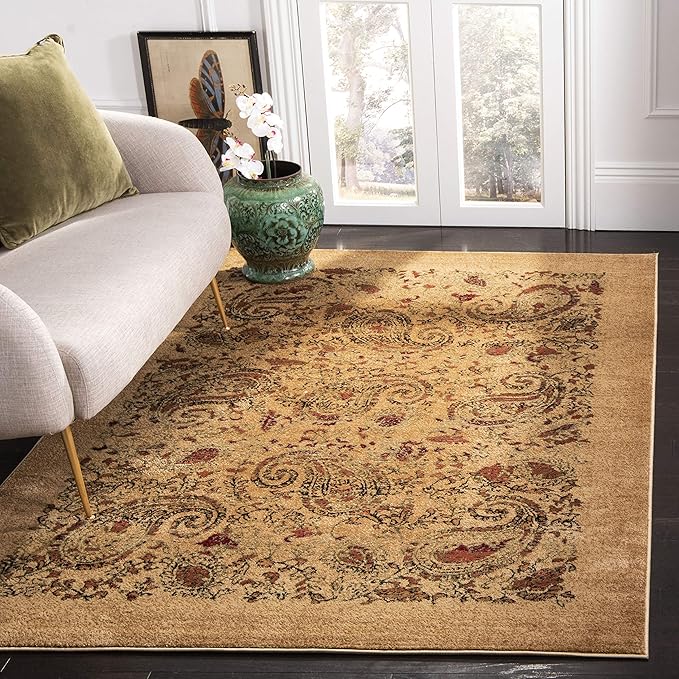 SAFAVIEH Lyndhurst Collection Accent Rug - 3'3" x 5'3", Beige & Multi, Traditional Paisley Design, Non-Shedding & Easy Care, Ideal for High Traffic Areas in Entryway, Living Room, Bedroom (LNH224A)