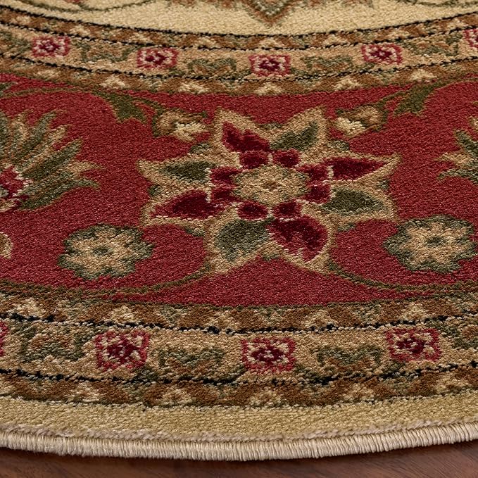 SAFAVIEH Lyndhurst Collection Area Rug - 3'3" Round, Ivory & Rust, Traditional Oriental Design, Non-Shedding & Easy Care, Ideal for High Traffic Areas in Living Room, Bedroom (LNH212R)