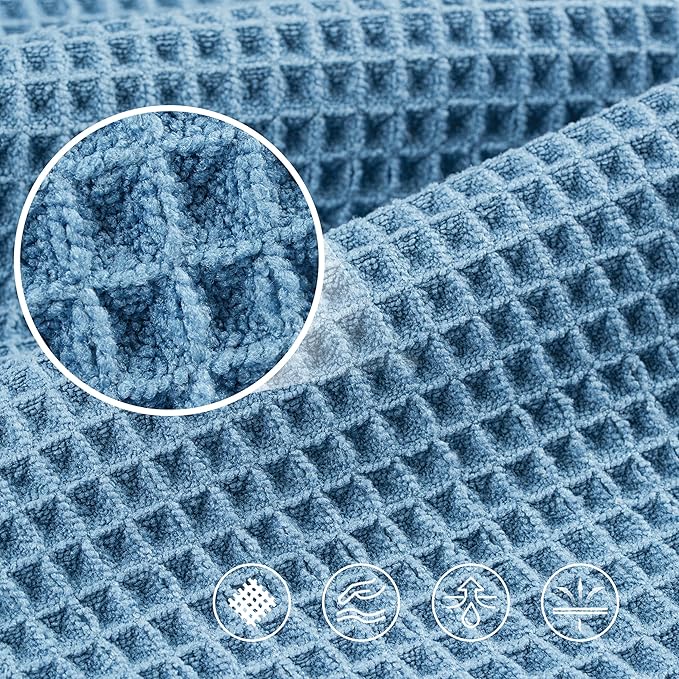 430 GSM Polyester Polyamide Microfiber Oversize Quick Dry Lint Free Bath Towel, 60 x 30 in, 4 Pack (Waffle Weave)