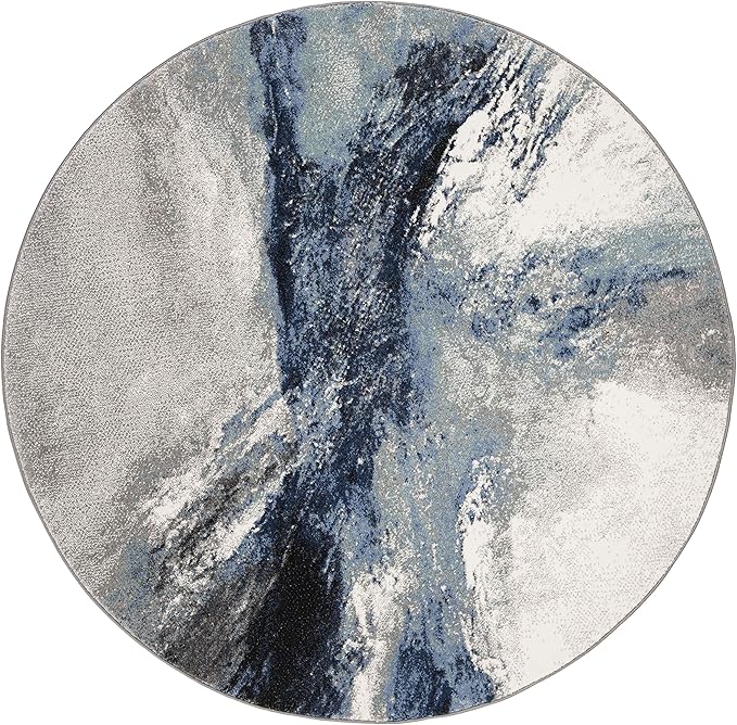 SAFAVIEH Galaxy Collection 4' Round Blue/Grey GAL117M Modern Abstract Non-Shedding Dining Room Entryway Foyer Living Room Bedroom Area Rug