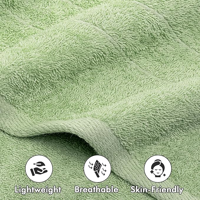 Bath Towels Set of 4 – 100% Cotton Light Green Extra Large Towels for Bathroom, Spa Use (55x28 in) – Super Soft and Quick Dry Large Bath Sheets for Adults