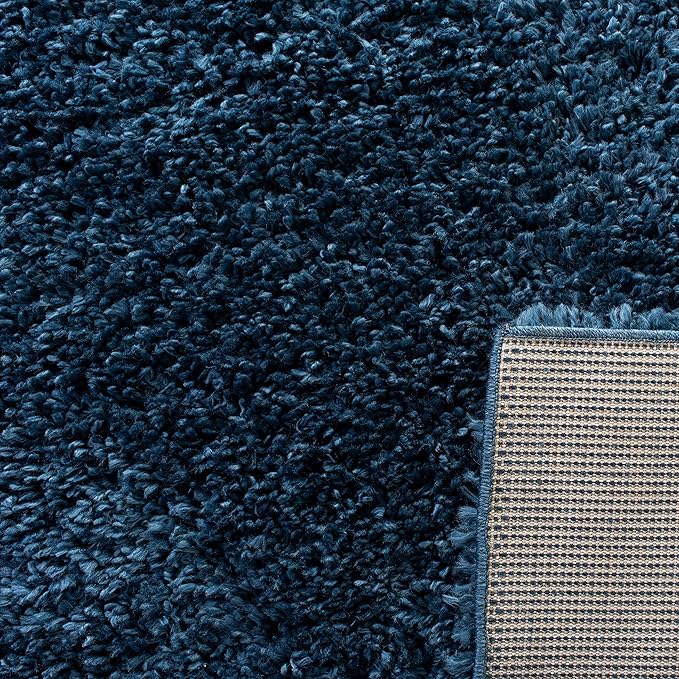 SAFAVIEH August Shag Collection Runner Rug - 2' x 7', Navy, Solid Design, Non-Shedding & Easy Care, 1.5-inch Thick Ideal for High Traffic Areas in Living Room, Bedroom (AUG200M)