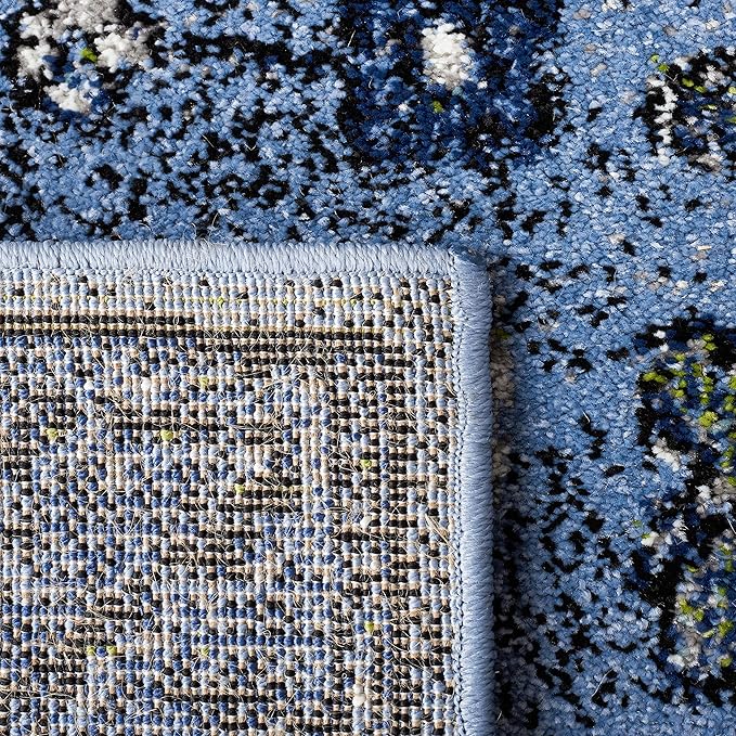 SAFAVIEH Vintage Hamadan Collection Area Rug - 9' x 12', Light Blue & Black, Traditional Oriental Design, Non-Shedding & Easy Care, Ideal for High Traffic Areas in Living Room, Bedroom (VTH204J)