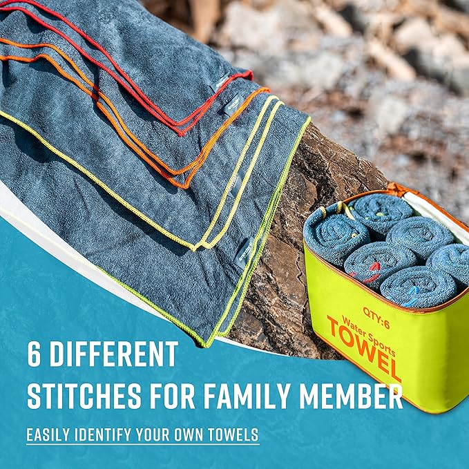 4 Pack Microfiber Camping Towel Quick Dry, Super Absorbent Travel Towel with Waterproof Bag, Lightweight Boat Towel for RV, Sport, Gym, Beach, Pool, Swim,Family Trip