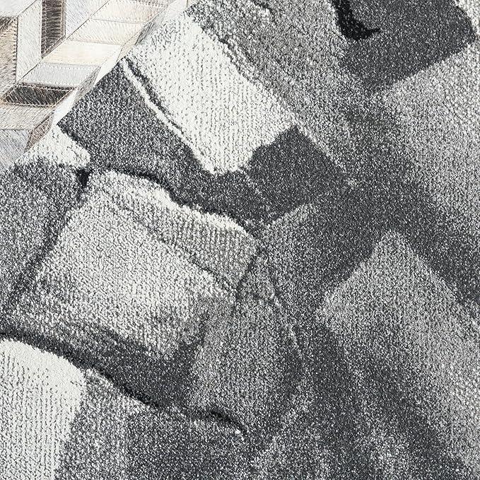 SAFAVIEH Porcello Collection Area Rug - 4' x 6', Ivory & Grey, Modern Abstract Pattern, Non-Shedding & Easy Care, Ideal for Living Room, Foyer, Bedroom (PRL6937F-4)