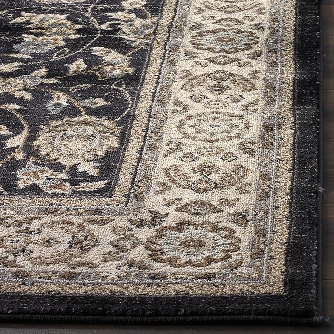 SAFAVIEH Lyndhurst Collection Area Rug - 5'3" x 7'6", Anthracite & Cream, Traditional Oriental Design, Non-Shedding & Easy Care, Ideal for High Traffic Areas in Living Room, Bedroom (LNH340D)