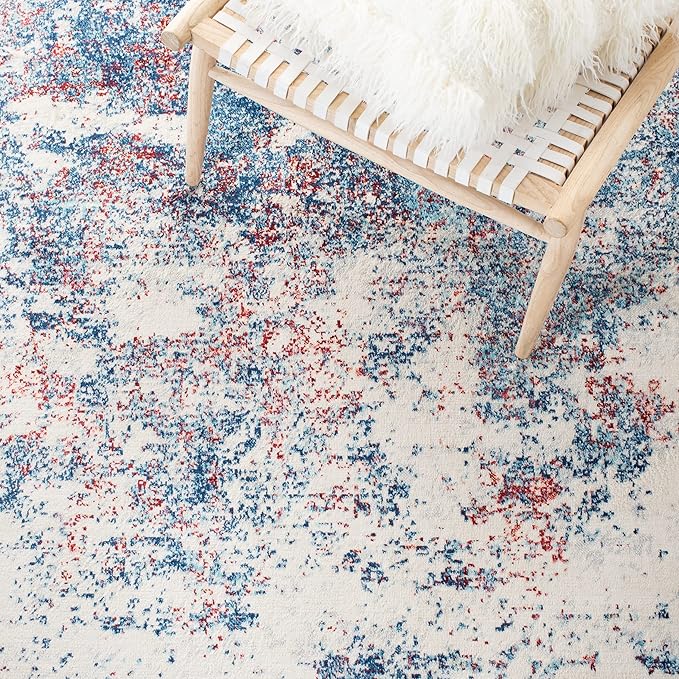 SAFAVIEH Brentwood Collection 4' x 6' Navy / Red BNT822N Modern Abstract Non-Shedding Living Room Bedroom Accent Rug