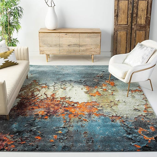 SAFAVIEH Glacier Collection 12' x 15' Blue/Multi GLA125B Modern Abstract Non-Shedding Living Room Bedroom Dining Home Office Area Rug