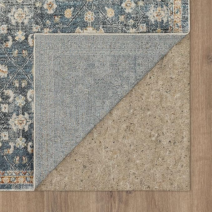 Mohawk Home Garrett Floral Ornamental Denim Blue 2' x 8' Area Rug Perfect for Living Room, Dining Room, Office