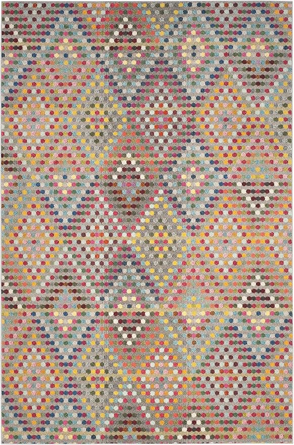 SAFAVIEH Monaco Collection Area Rug - 5'1" x 7'7", Multi & Beige, Boho Diamond Design, Non-Shedding & Easy Care, Ideal for High Traffic Areas in Living Room, Bedroom (MNC204F)