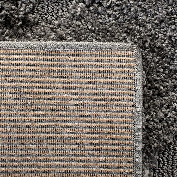 SAFAVIEH Florida Shag Collection Area Rug - 6'7" Square, Grey, Scroll Design, Non-Shedding & Easy to Clean, High-Low Plush Pile, Ideal for Living Room, Bedroom, Dining Space (SG455-8013)