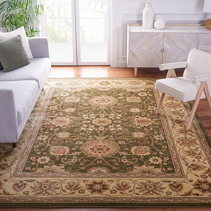 SAFAVIEH Lyndhurst Collection Area Rug - 8' x 11', Sage & Ivory, Traditional Oriental Design, Non-Shedding & Easy Care, Ideal for High Traffic Areas in Living Room, Bedroom (LNH212C)