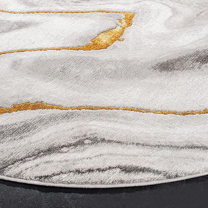 SAFAVIEH Craft Collection Area Rug - 10' Round, Grey & Gold, Modern Abstract Design, Non-Shedding & Easy Care, Ideal for High Traffic Areas in Living Room, Bedroom (CFT819F)