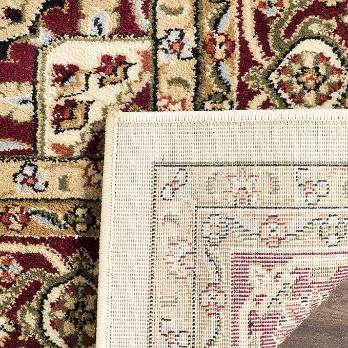 SAFAVIEH Lyndhurst Collection Area Rug - 8' x 10', Ivory & Red, Traditional Oriental Design, Non-Shedding & Easy Care, Ideal for High Traffic Areas in Living Room, Bedroom (LNH330A)