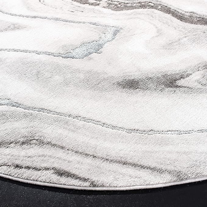 SAFAVIEH Craft Collection Area Rug - 6'7" Round, Grey & Silver, Modern Abstract Design, Non-Shedding & Easy Care, Ideal for High Traffic Areas in Living Room, Bedroom (CFT819G)