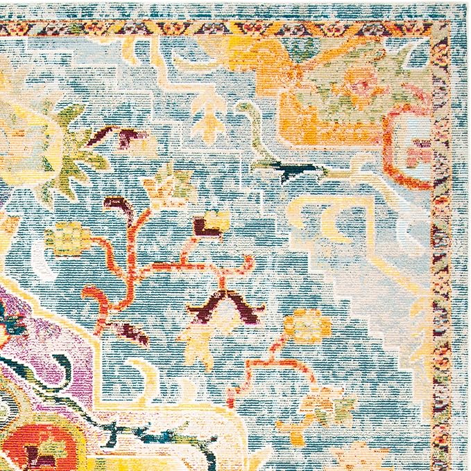 SAFAVIEH Crystal Collection Accent Rug - 4' x 6', Orange & Teal, Medallion Distressed Design, Non-Shedding & Easy Care, Ideal for High Traffic Areas in Entryway, Living Room, Bedroom (CRS501K)