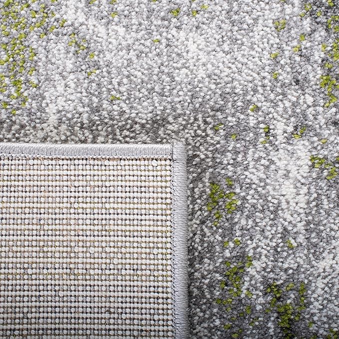 SAFAVIEH Galaxy Collection Area Rug - 4' Square, Grey & Green, Modern Abstract Design, Ideal for High Traffic Areas in Living Room, Bedroom, Dining (GAL117F-4SQ)
