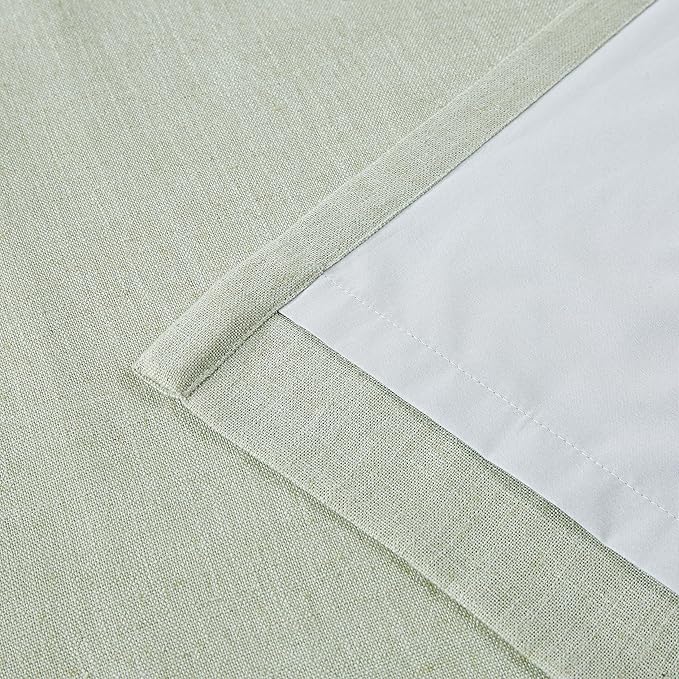 Vision Home Soft Green Pinch Pleated Full Blackout Curtains Linen Blended Room Darkening Curtain Panels 84 inch for Living Room Bedroom Thermal Insulated Pinch Pleat Drapes with Hooks 40" Wx84 Lx2