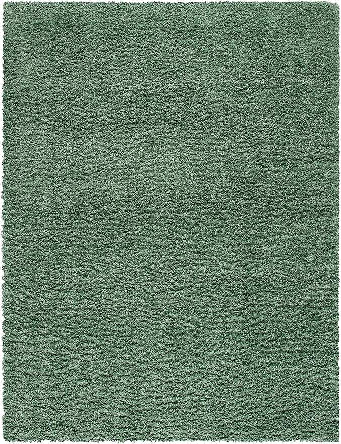 SAFAVIEH August Shag Collection Area Rug - 10' x 14', Green, Solid Design, Non-Shedding & Easy Care, 1.5-inch Thick Ideal for High Traffic Areas in Living Room, Bedroom (AUG200Y)