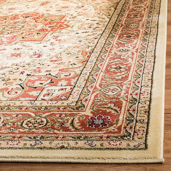 SAFAVIEH Lyndhurst Collection Area Rug - 10' x 14', Ivory & Rust, Traditional Oriental Design, Non-Shedding & Easy Care, Ideal for High Traffic Areas in Living Room, Bedroom (LNH330R)