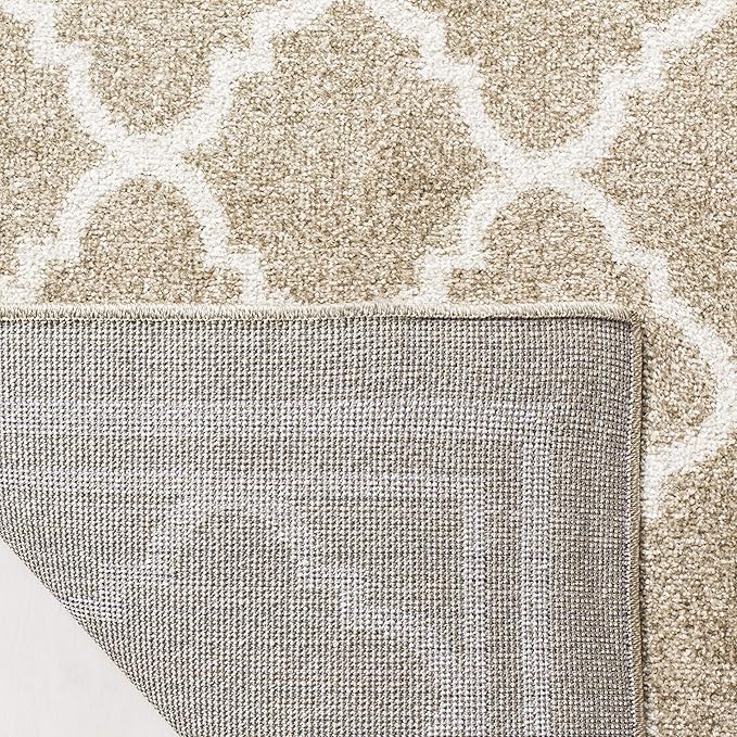 SAFAVIEH Amherst Collection X-Large Area Rug - 11' x 15', Wheat & Beige, Moroccan Trellis Design, Non-Shedding & Easy Care, Ideal for High Traffic Areas in Living Room, Bedroom (AMT422S)