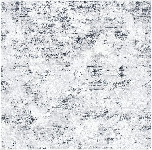SAFAVIEH Amelia Collection Area Rug - 6'7" Square, Grey & Ivory, Modern Abstract Design, Non-Shedding & Easy Care, Ideal for High Traffic Areas in Living Room, Bedroom (ALA705G)
