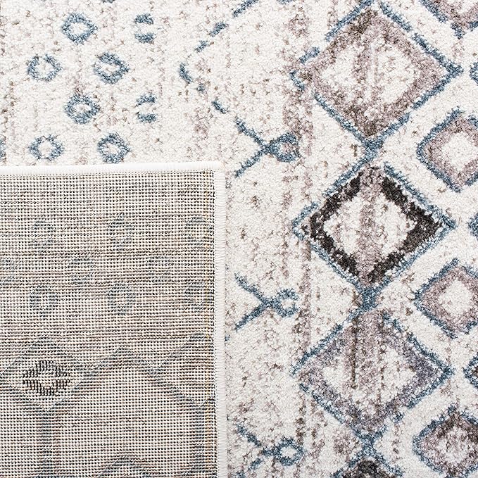 SAFAVIEH Amsterdam Collection Area Rug - 6'7" x 9'2", Ivory & Grey, Moroccan Boho Design, Non-Shedding & Easy Care, Ideal for High Traffic Areas in Living Room, Bedroom (AMS108A)