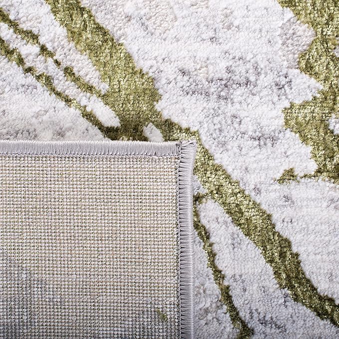 SAFAVIEH Amelia Collection Runner Rug - 2' x 6', Grey & Green, Modern Abstract Design, Non-Shedding & Easy Care, Ideal for High Traffic Areas in Living Room, Bedroom (ALA293J)