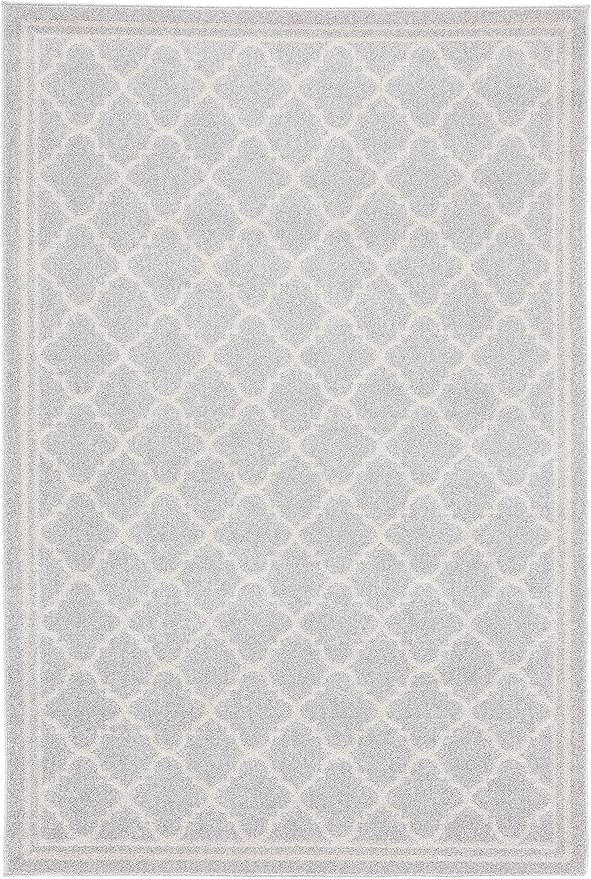 SAFAVIEH Amherst Collection Area Rug - 10' x 14', Light Grey & Beige, Moroccan Trellis Design, Non-Shedding & Easy Care, Ideal for High Traffic Areas in Living Room, Bedroom (AMT422B)