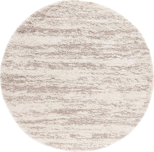 SAFAVIEH Hudson Shag Collection Area Rug - 5' x 8' Oval, Ivory/Beige, Geometric Design, Plush 1.9 Inch Thick Ideal for High Traffic Areas in Living Room, Bedroom, Dining (SGH206B)