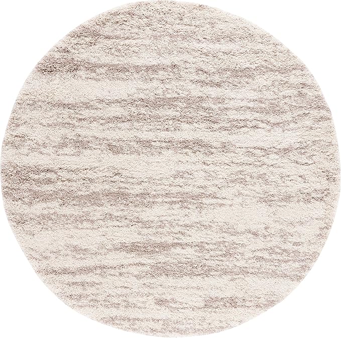 SAFAVIEH Hudson Shag Collection 7' Round Ivory/Beige SGH206B Modern Non-Shedding Living Room Bedroom 2-inch Thick Area Rug