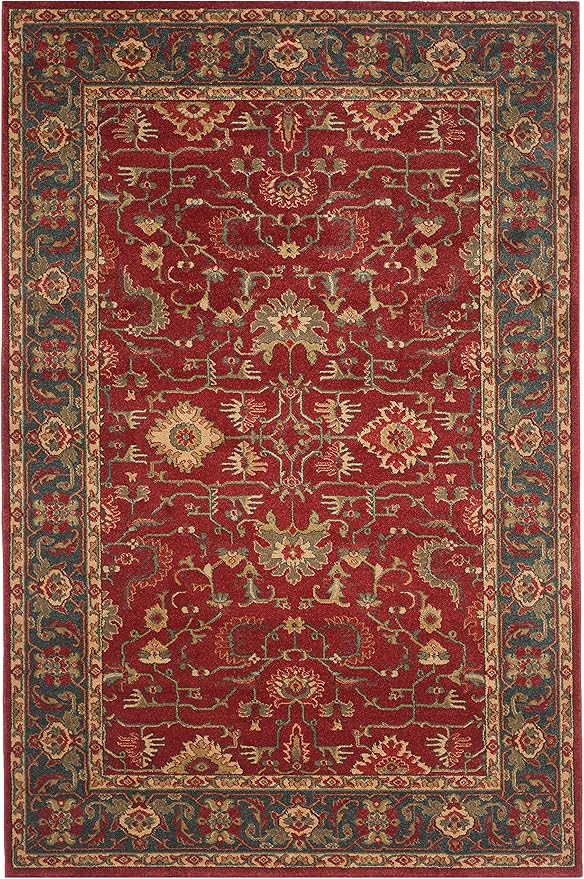 SAFAVIEH Mahal Collection Area Rug - 5'1" x 7'7", Red & Navy, Traditional Oriental Design, Non-Shedding & Easy Care, Ideal for High Traffic Areas in Living Room, Bedroom (MAH693F)
