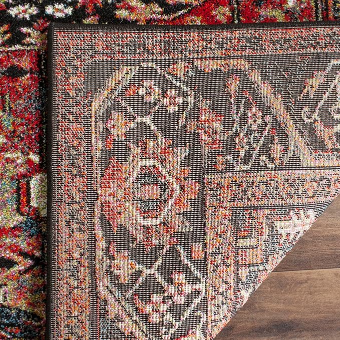 SAFAVIEH Vintage Hamadan Collection Area Rug - 5'3" Square, Red & Multi, Oriental Traditional Persian Design, Non-Shedding & Easy Care, Ideal for High Traffic Areas in Living Room, Bedroom (VTH215A)