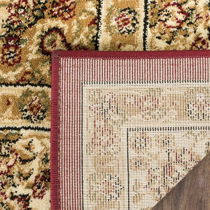 SAFAVIEH Lyndhurst Collection Accent Rug - 4' x 6', Red & Ivory, Oriental Medallion Design, Non-Shedding & Easy Care, Ideal for High Traffic Areas in Entryway, Living Room, Bedroom (LNH222B)
