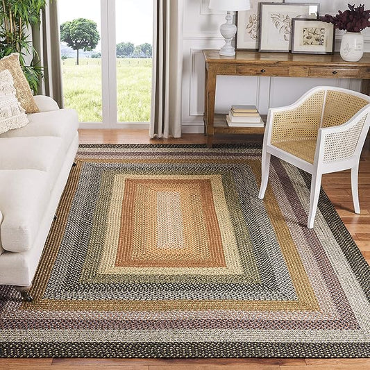 SAFAVIEH Washable Rug Outdoor Braided Collection - 6' Square, Multi, Handmade & Reversible, Non-Shedding & Easy to Clean, Ideal for Patio, Backyard, Mudroom (BRD308A)