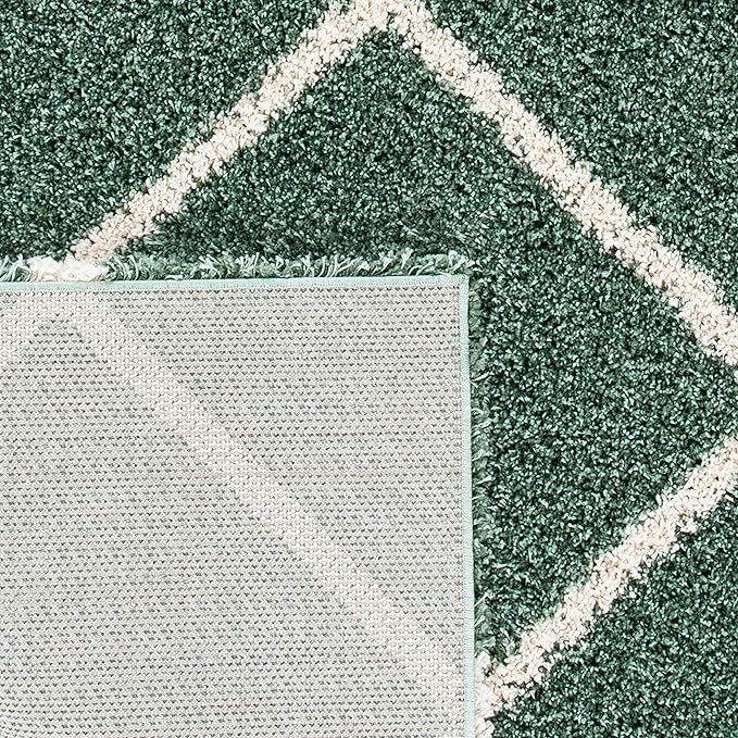 SAFAVIEH Hudson Shag Collection Accent Rug - 3' x 5', Green & Ivory, Modern Trellis Design, Non-Shedding & Easy Care, 2-inch Thick Ideal for High Traffic Areas in Foyer, Living Room, Bedroom (SGH281Y)