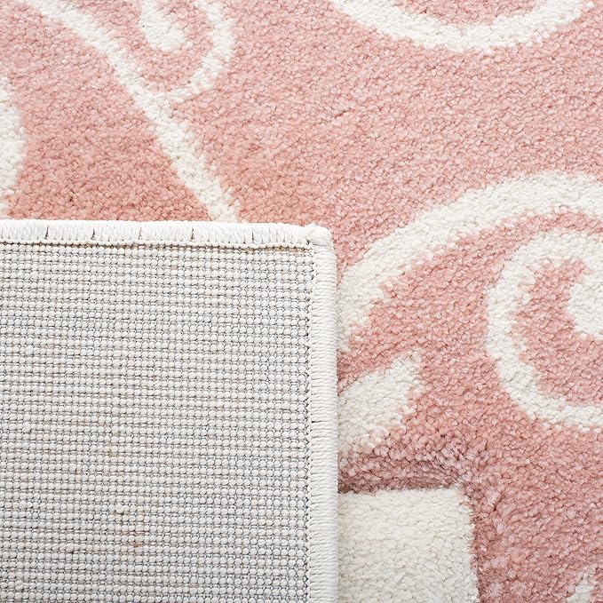 SAFAVIEH Area Rug 8x10 - Carousel Kids Collection - Large - Ivory & Pink, Non-Shedding & Easy Cleaning, Ideal for Boys & Girls in Playroom, Nursery, Bedroom (CRK163A)