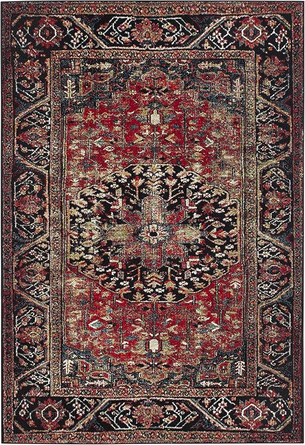SAFAVIEH Vintage Hamadan Collection Accent Rug - 4' x 6', Red & Multi, Oriental Persian Design, Non-Shedding & Easy Care, Ideal for High Traffic Areas in Entryway, Living Room, Bedroom (VTH215A)