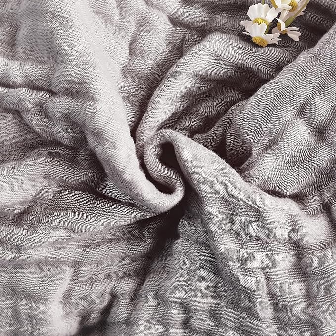SANACYNA Muslin Blankets 100% Cotton 6-Layer Gauze Gray Grid Bed Blanket Lightweight Soft and Breathable King Blanket for Sofa Bed Coverlet Both Sides (Grey, Baby 30"x40")