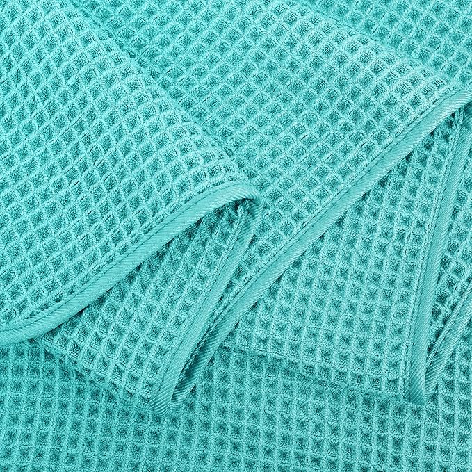 430 GSM Microfiber Oversize Quick Dry Lint Free Bath Towel, 60 x 30 in, 4 Pack (Waffle Weave)
