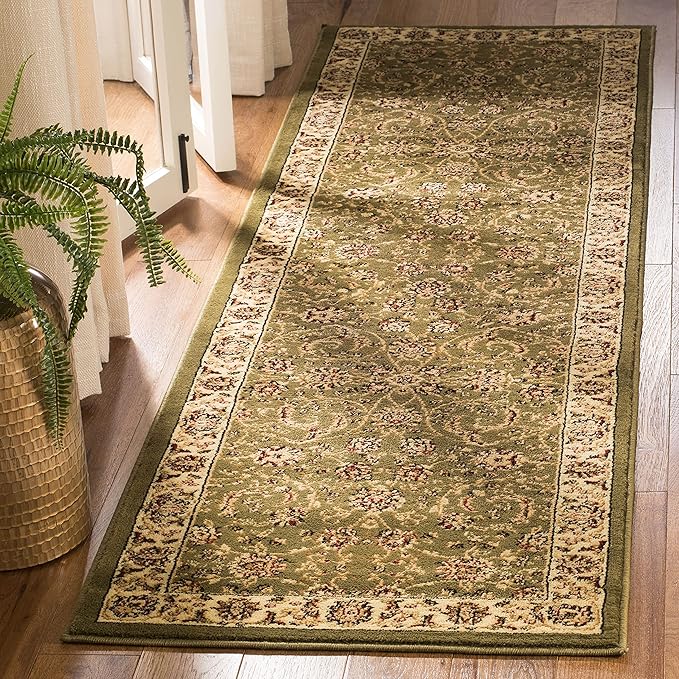 SAFAVIEH Lyndhurst Collection Runner Rug - 2'3" x 12', Sage & Ivory, Traditional Oriental Design, Non-Shedding & Easy Care, Ideal for High Traffic Areas in Living Room, Bedroom (LNH219B)
