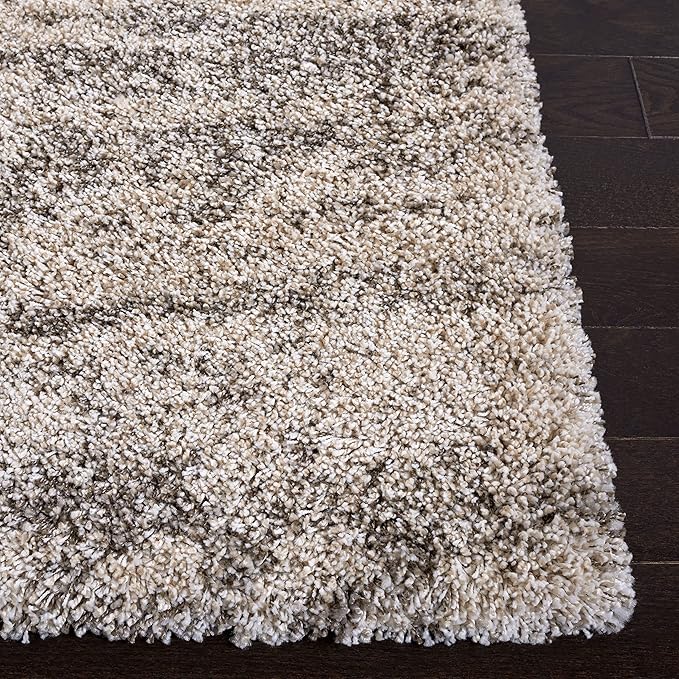 SAFAVIEH Hudson Shag Collection Area Rug - 2'3" x 14' Runner, Ivory & Grey, Non-Shedding & Easy Cleaning, Plush Thick Pile, Ideal for Living Room, Bedroom, Dining Space (SGH206A)