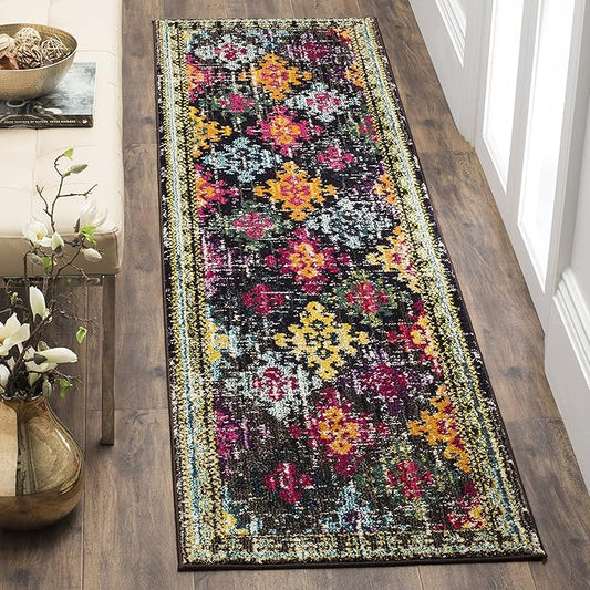 SAFAVIEH Monaco Collection Runner Rug - 2'2" x 12', Multi, Boho Diamond Trellis Design, Non-Shedding & Easy Care, Ideal for High Traffic Areas in Living Room, Bedroom (MNC244F)