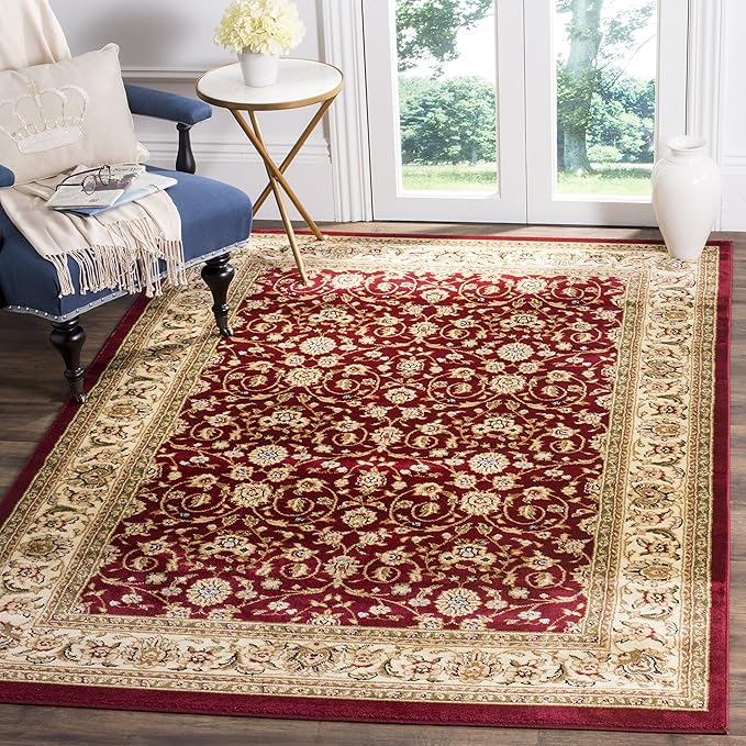 SAFAVIEH Lyndhurst Collection Area Rug - 5'3" x 7'6", Red & Ivory, Traditional Oriental Design, Non-Shedding & Easy Care, Ideal for High Traffic Areas in Living Room, Bedroom (LNH312A)