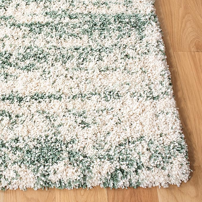 SAFAVIEH Area Rug 6x8 - Hudson Shag Collection - Ivory & Green, Non-Shedding & Easy Cleaning, Plush Thick Pile, Ideal for Living Room, Bedroom, Dining Space (SGH206Y)