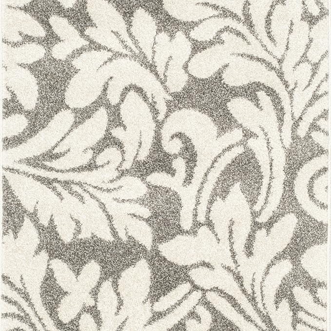 SAFAVIEH Amherst Collection Runner Rug - 2'3" x 11', Dark Grey & Beige, Floral Design, Non-Shedding & Easy Care, Ideal for High Traffic Areas in Living Room, Bedroom (AMT425R)