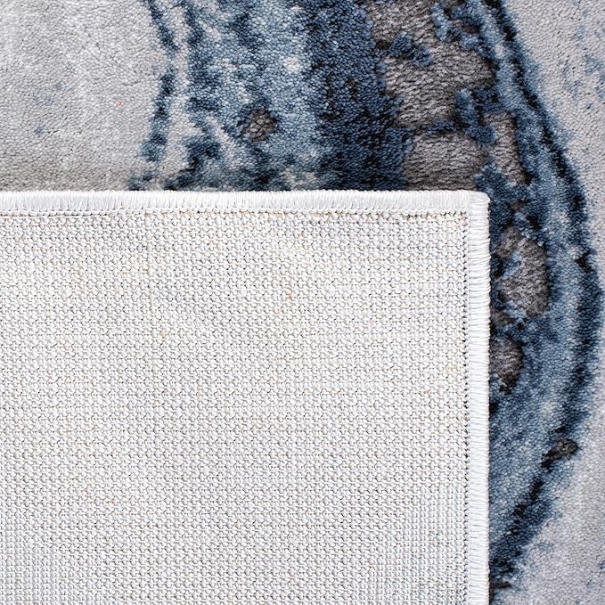 SAFAVIEH Craft Collection Area Rug - 6'7" x 9', Blue & Grey, Modern Abstract Design, Non-Shedding & Easy Care, Ideal for High Traffic Areas in Living Room, Bedroom (CFT819M)