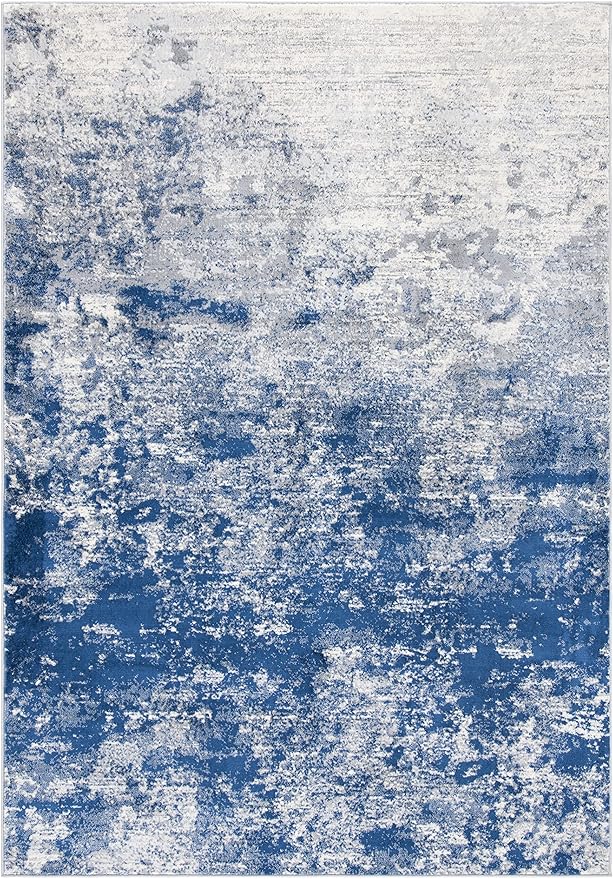 SAFAVIEH Brentwood Collection 6' x 9' Grey / Navy BNT822G Modern Abstract Non-Shedding Living Room Bedroom Dining Home Office Area Rug